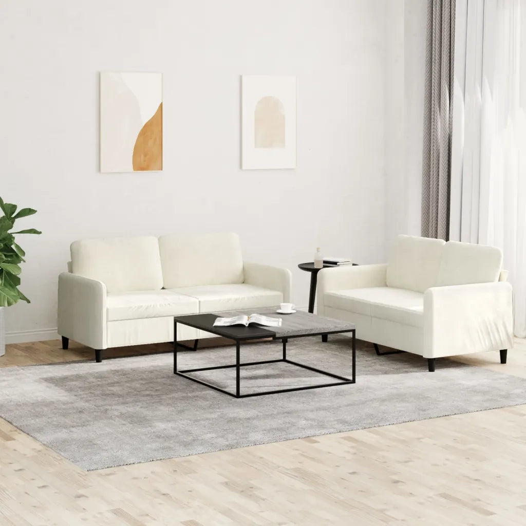 Set di Divani 2 pz Crema in Vellutocod mxl 131175