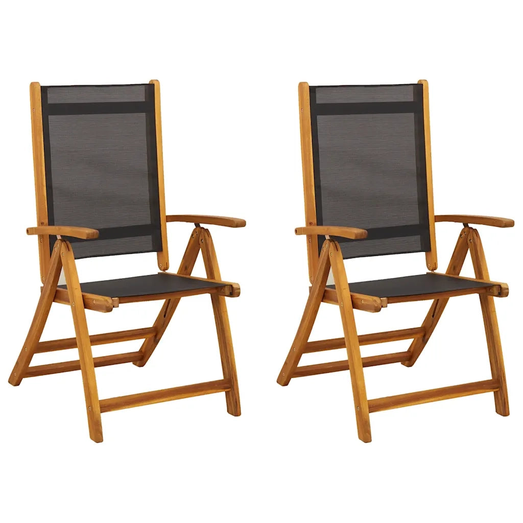 Sedie da Giardino Pieghevoli 2 pz Massello d'Acacia e Textilene cod mxl 15360