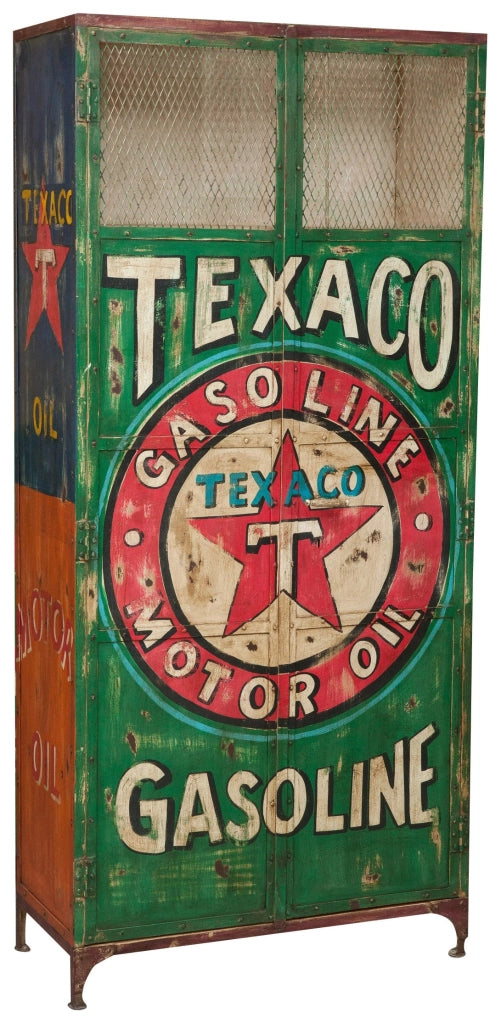 Biscottini Armadietto da officina texaco in ferro dipinto a mano stile vintage Offerta