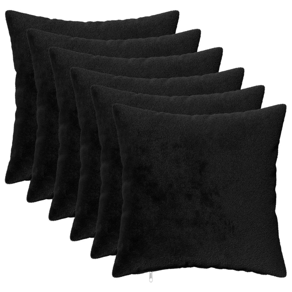 Federa 6 pcs HEERLEN Nero 45 x 45 cm Flanella 910667