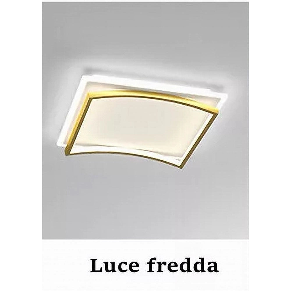 Trade Shop - Plafoniera Led 48w Quadrato Bianco Oro Design Moderno Soffitto Luce Fredda 71523 -