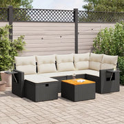 Set Divani da Giardino con Cuscini 7pz Nero Polyrattan