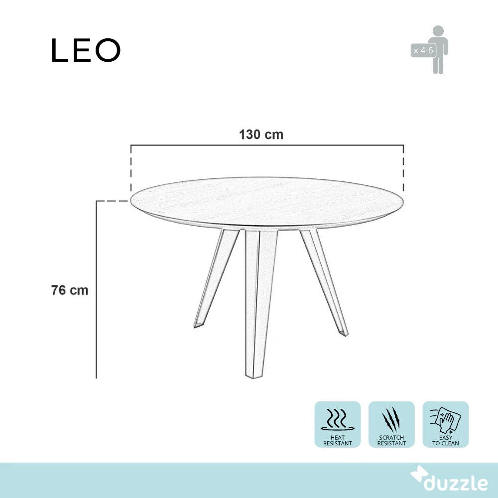 Tavolo da pranzo fisso in legno impiallacciato rovere naturale Leo 130x130 cm fino a 6 posti Made in Italy | Duzzle