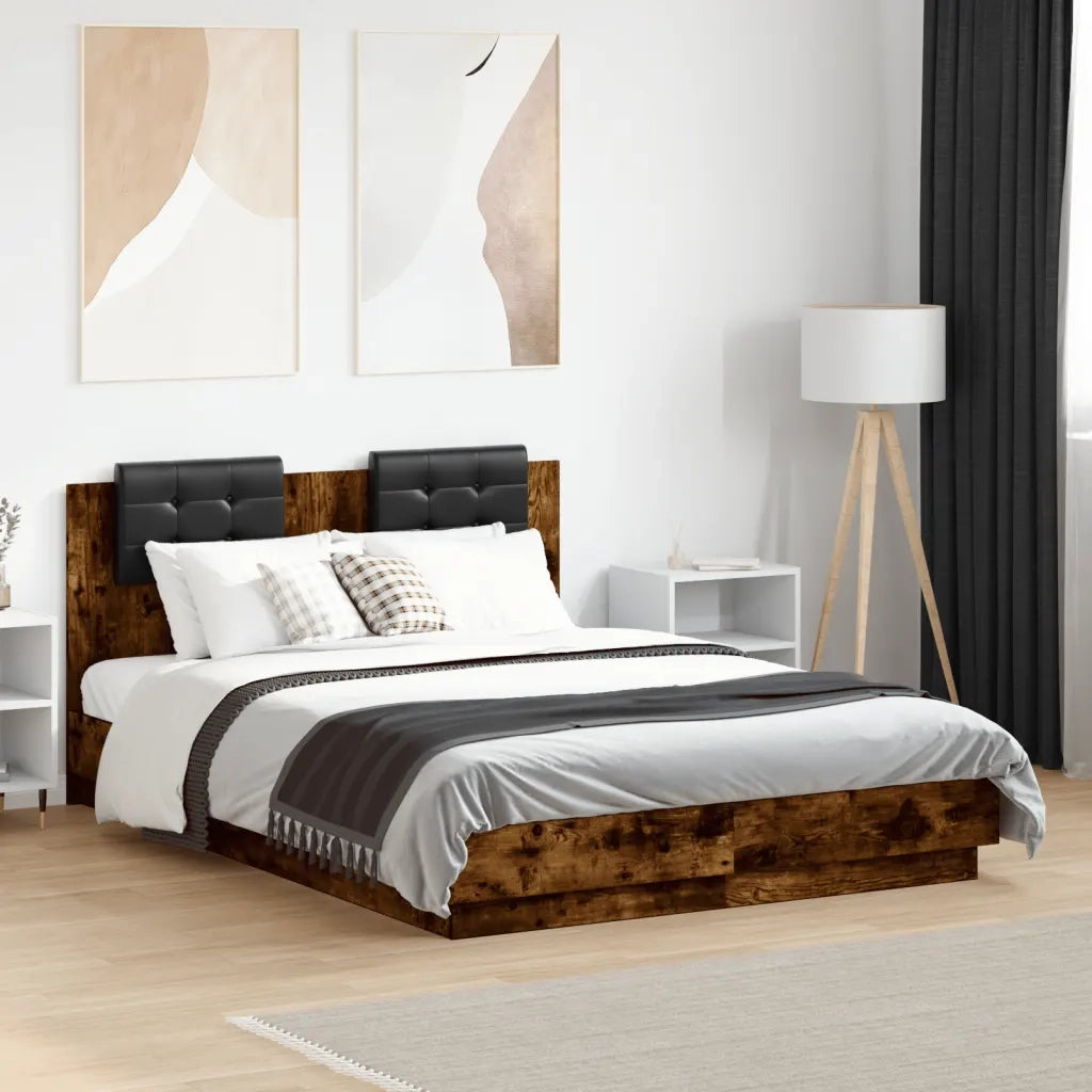 Giroletto con Testiera Rovere Fumo 120x190 cm Legno Multistrato 3209965