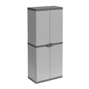 ARMADIO IN RESINA CON RIPIANI 2 ANTE DA INTERNO E ESTERNO 68X40X165 CM GRIGIO CHIARO