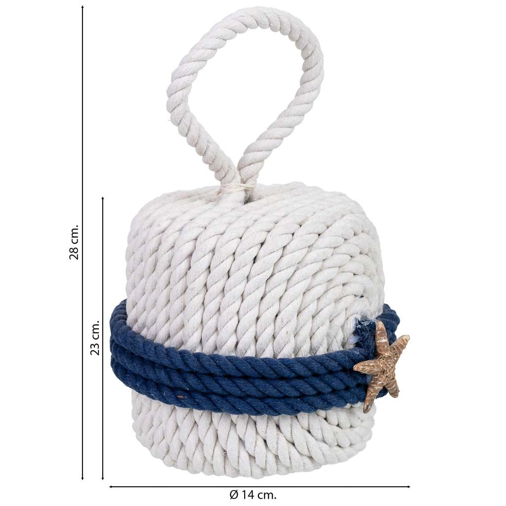 Fermaporta in cotone con stella bianca, 14x14x23h cm
