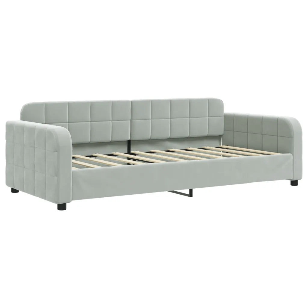 Divano Letto con Materasso Grigio Chiaro 90x190 cm in Velluto
