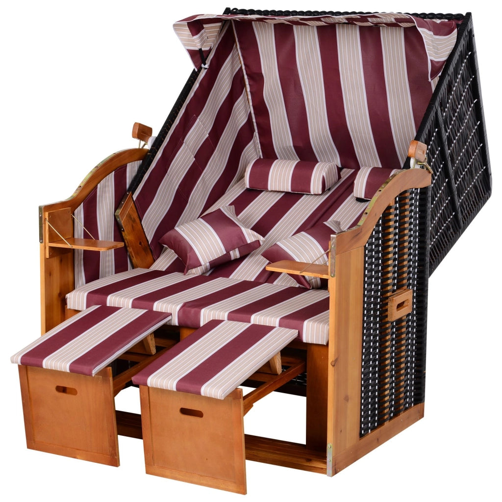 Poltrona da giardino in legno con poggiapiedi ¨C zephmum ¨C Rosso e bianco