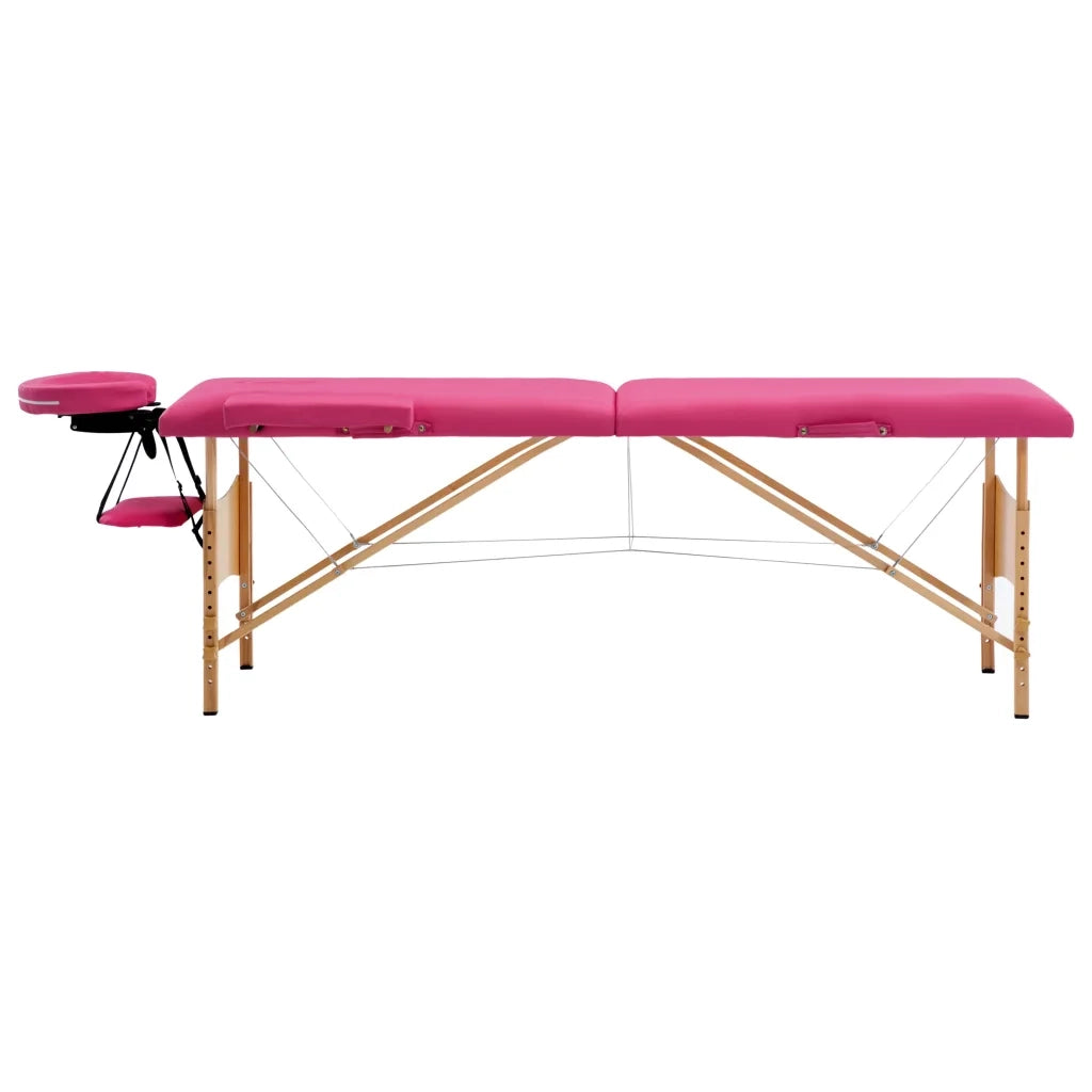 Lettino da Massaggio a 2 Sezioni in Legno Rosa CFW8569013