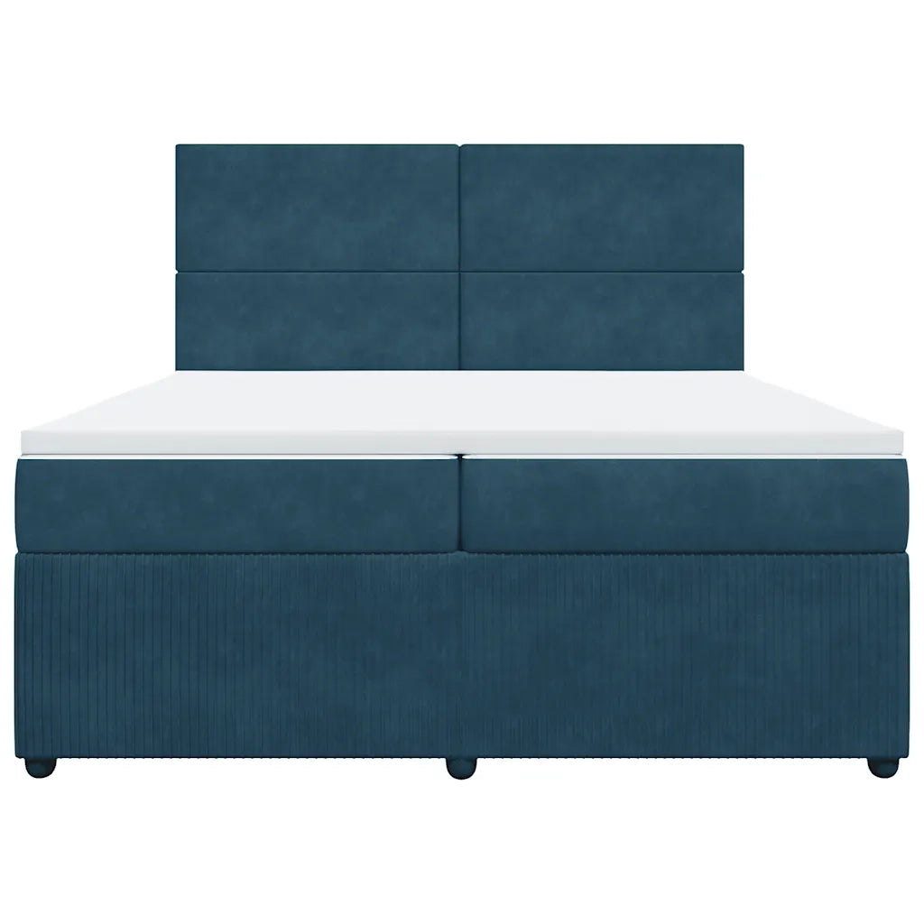 Giroletto a Molle con Materasso Blu 200x200 cm in Velluto
