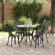 Set da pranzo da giardino in 5 pezzi in alluminio pressofuso nero