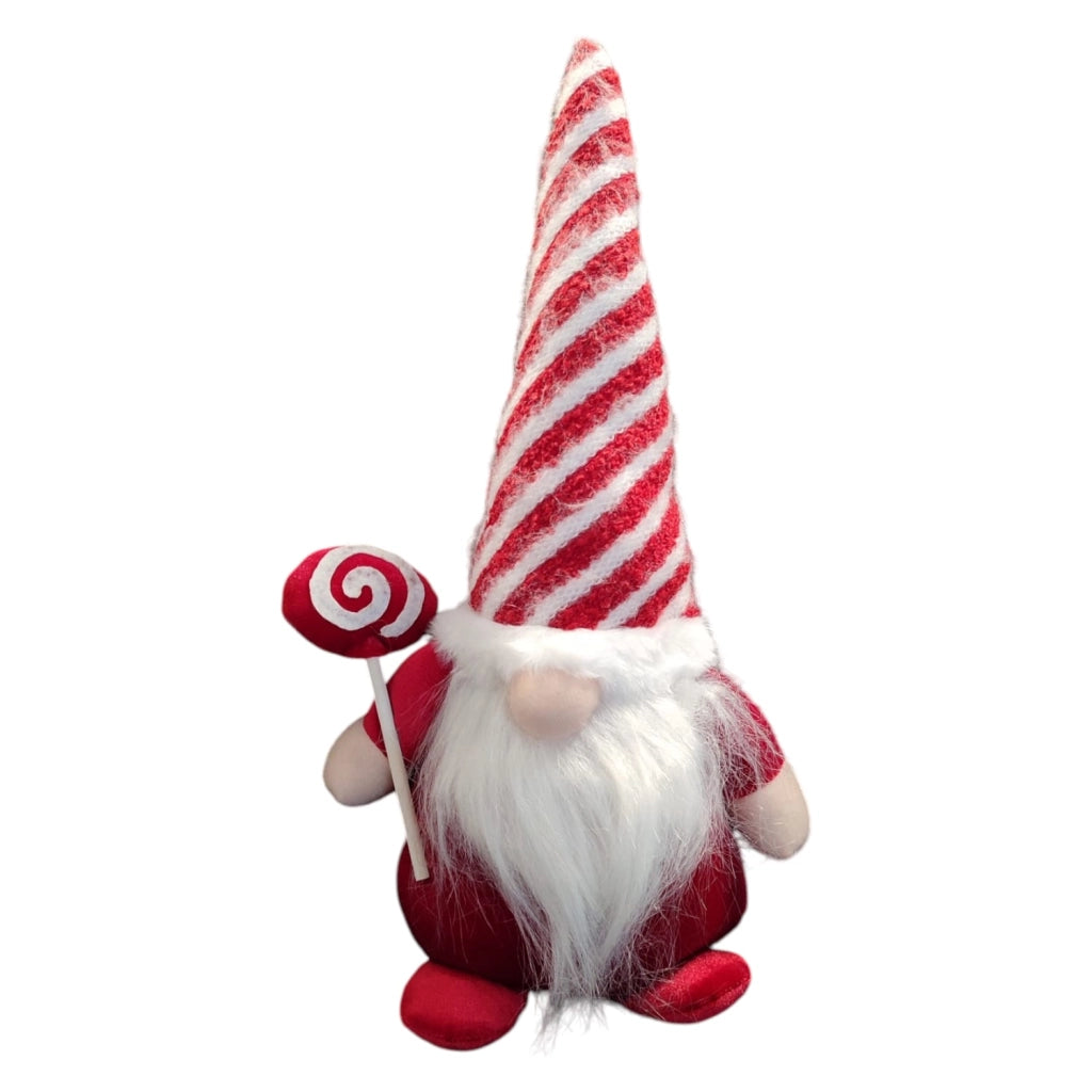GNOMO NATALIZIO DECORATIVO BABBO NATALE CON CAPPELLO A RIGHE 43,5CM BASE PESANTE