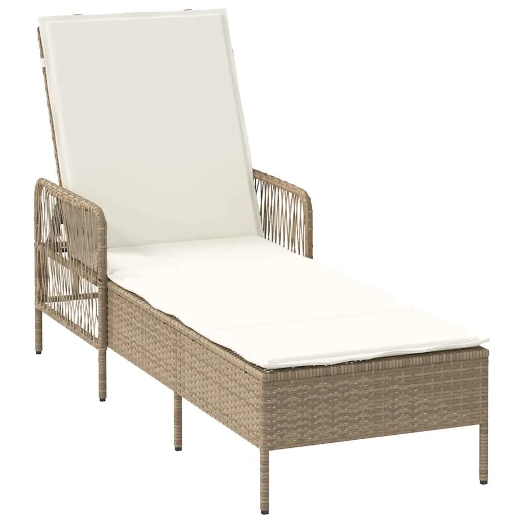 Lettino da sole Beige e Bianco Crema 200 x 55 x 92 cm 365429