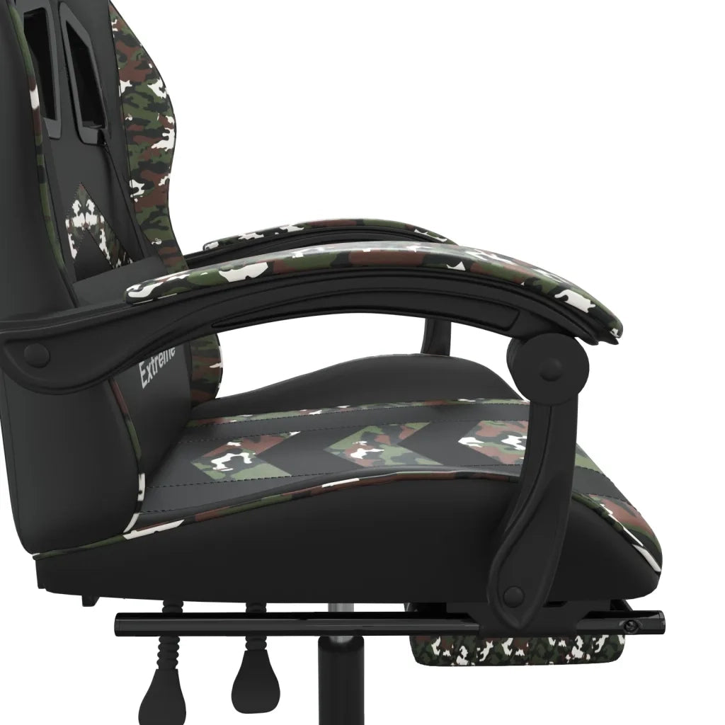 Sedia da Gaming Girevole Poggiapiedi Nero e Mimetico Similpelle cod mxl 65360