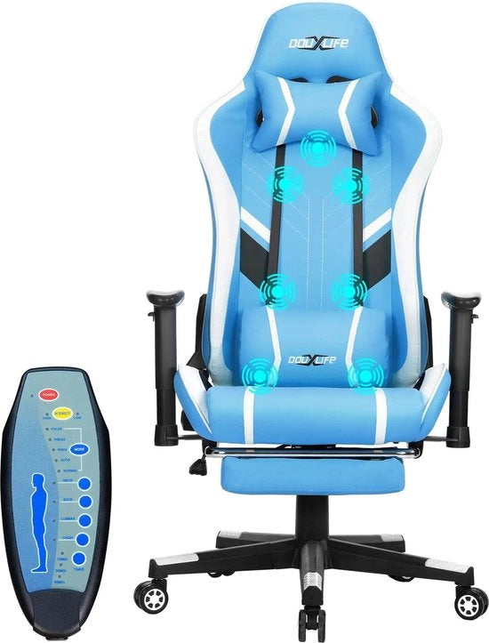 Sedia da Gioco - Massaggio - Ergonomica - Progettata con Alta Sedia - Rilassante - Massaggio per Spalle Adeguate - Computer - Sedi da Scrivania - Colore Blu chiaro - Massimo 150kg - Regolabile