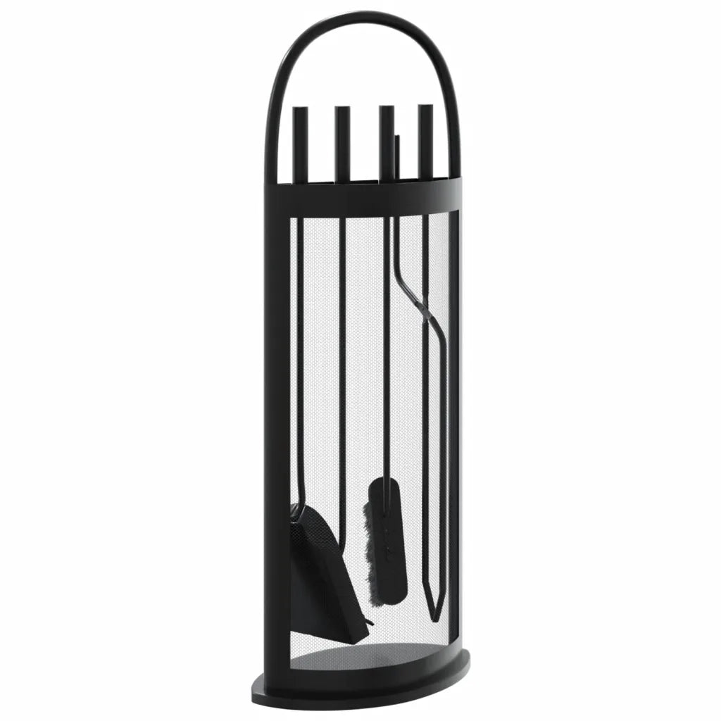 Set Attrezzi per Caminetto 5 pz 23x15x66 cm in Acciaio