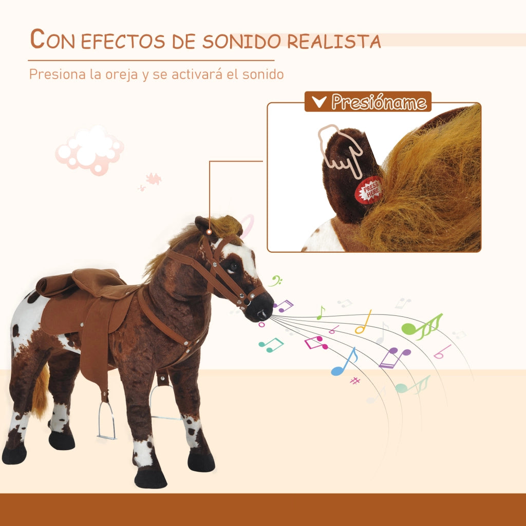 Cavallo giocattolo con sedia e suoni realistici ¨C Xylo ¨C 85x28x60 cm marrone