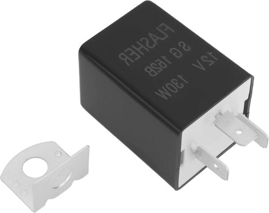 Relais di Avviso 12V a 3 Pin con Piastra di Supporto Rimovibile in Metallo - Indicatore LED di Avviso con Funzionamento a Blink - Massima Potenza 130W - Universale per Auto e Camion.