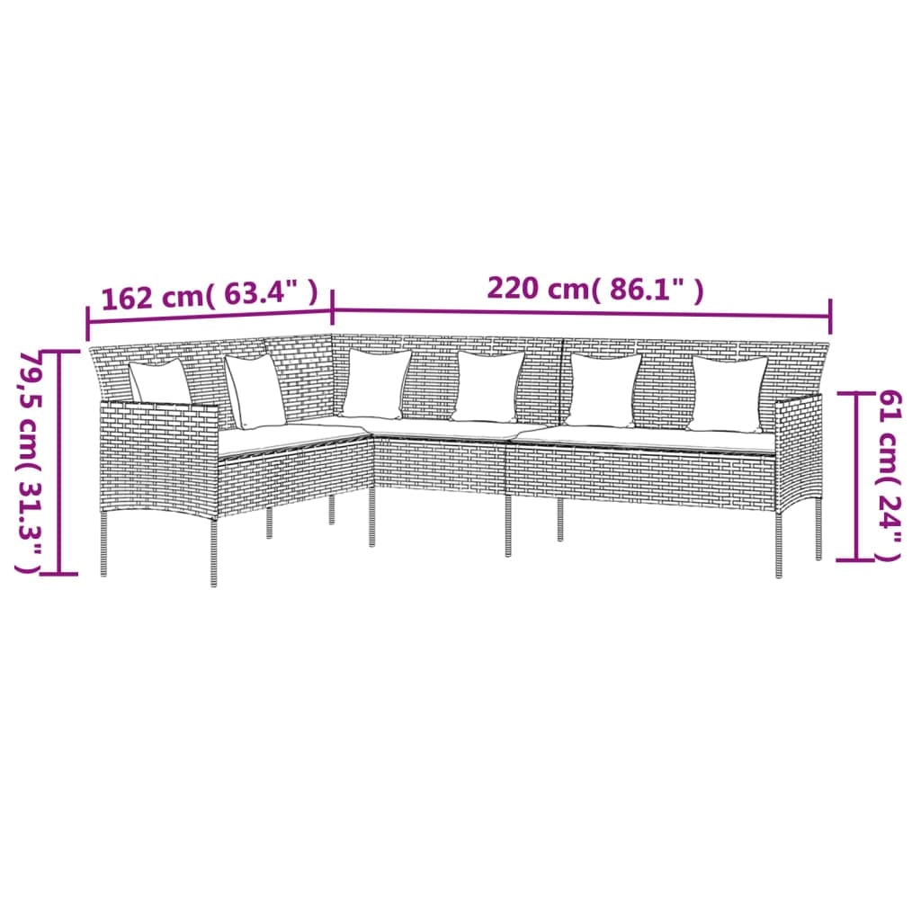 Set da pranzo da esterno in vimini di resina nera 2 pezzi con cuscini 02_0014459