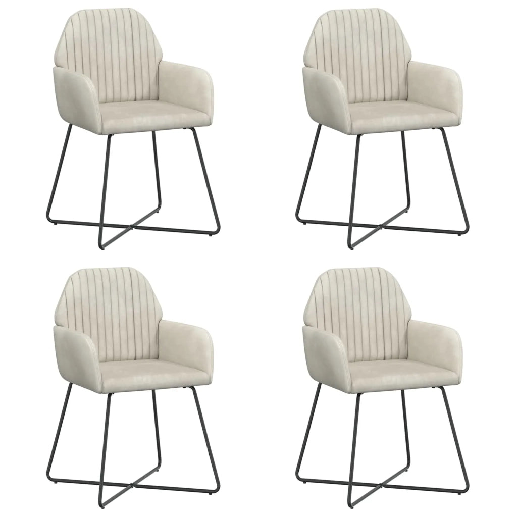 Sedie da pranzo 4 pcs Velluto (V) Crema 55 x 50 x 84 cm 3428379