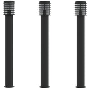 Lampade da terra per esterni 3 pezzi 110 cm acciaio inox nero 02_0042546