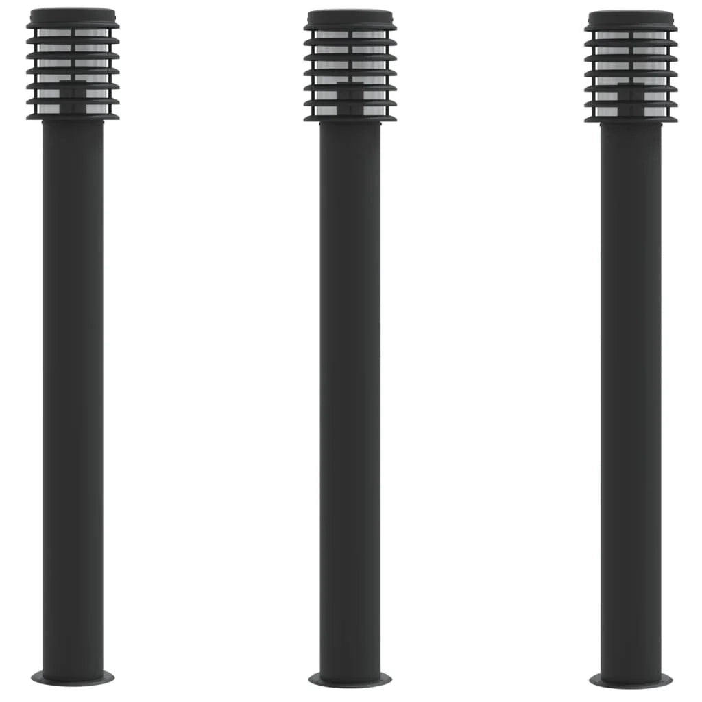 Lampade da terra per esterni 3 pezzi 110 cm acciaio inox nero 02_0042546
