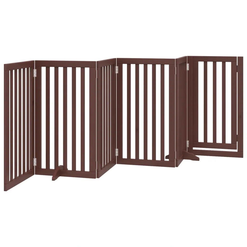 vidaXL Cancello Cani Porta Pieghevole Marrone 6 Pannelli 300cm Pioppo