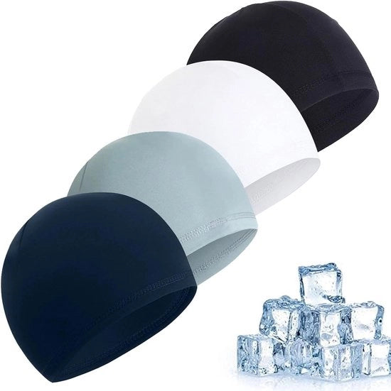 4-pack di cuffie da sonno in tessuto di cotone morbido nero bianco grigio blu marino - Cuffie da sonno unisex - Copertura elastica - Cappelli multifunzionali - Dimensione unica
