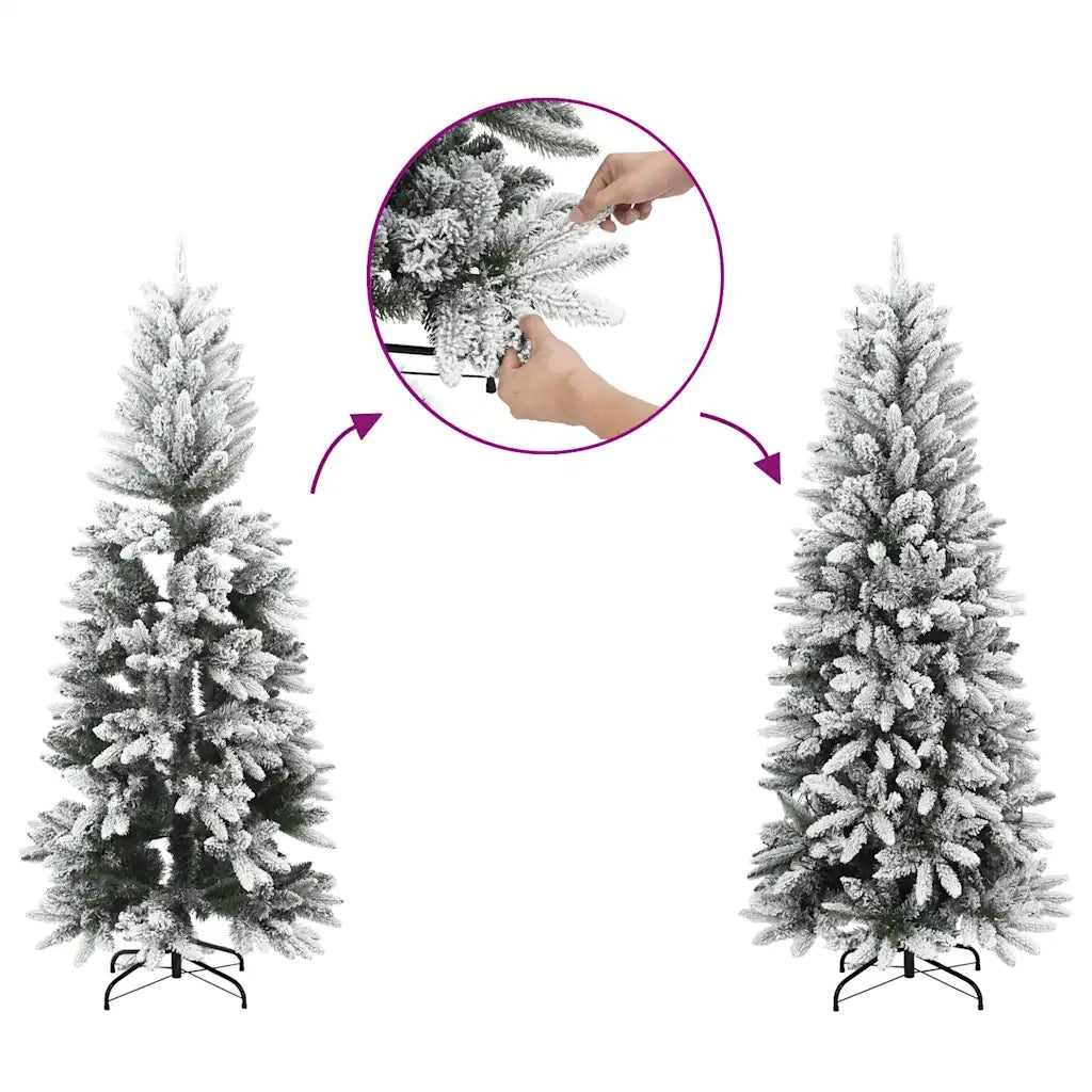 Albero Natale | Decorazioni natalizie Artificiale Sottile Neve Floccata 120cm PVC e PE