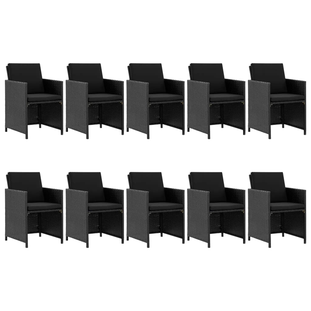 Set di mobili da giardino mobili da esterno 11 pezzi con cuscini resina intrecciata nera 02_0015453