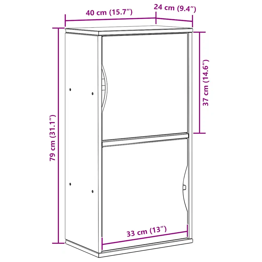 Armadietto Laterale ODDA 40x24x79 cm in Legno Massello di Pino 4103591