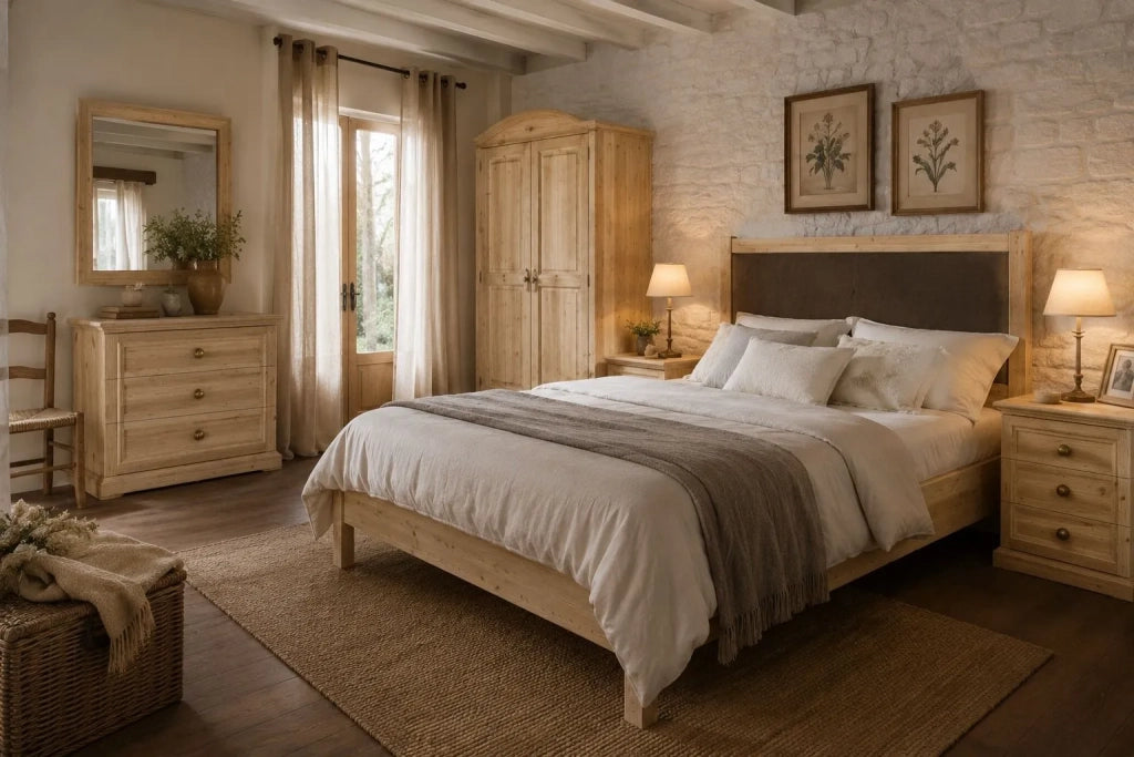 Comodino classico 3 cassetti legno massello abete grezzo 55x39x64 (3359) - Mobili 2G