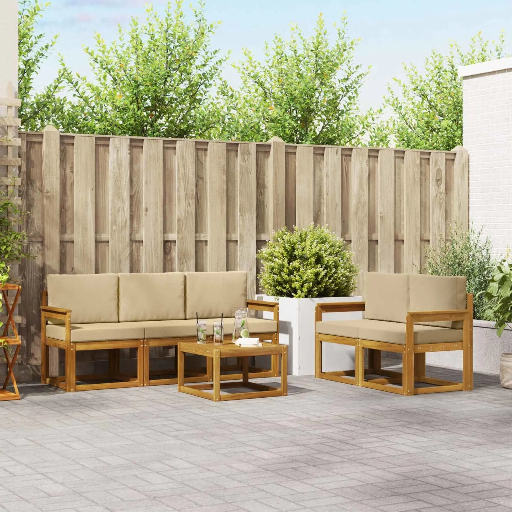 Set di divani da esterno con cuscino 6 pcs Naturale e Beige