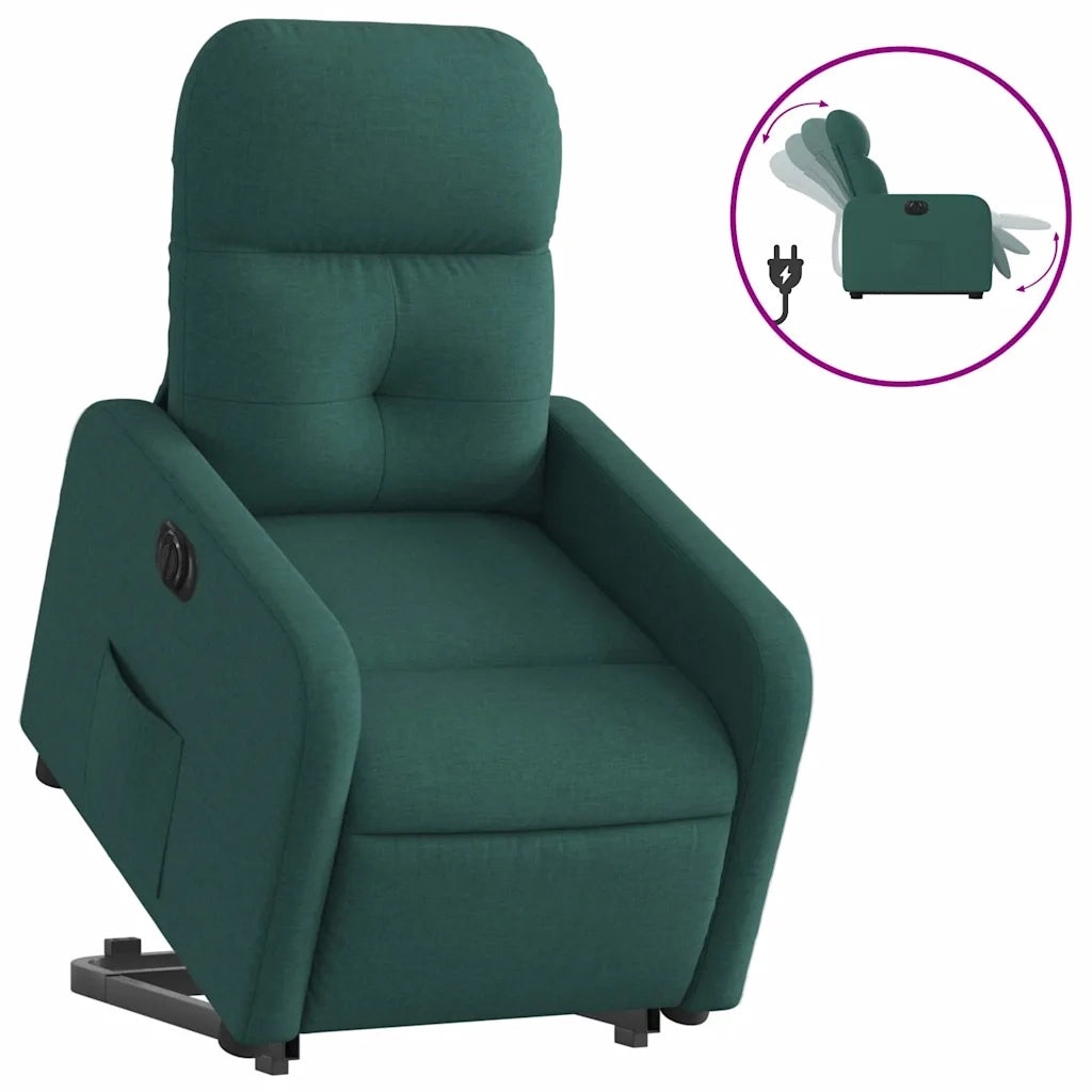 Poltrona Alzapersona Reclinabile Elettrica Verde Scuro Tessuto 3206819