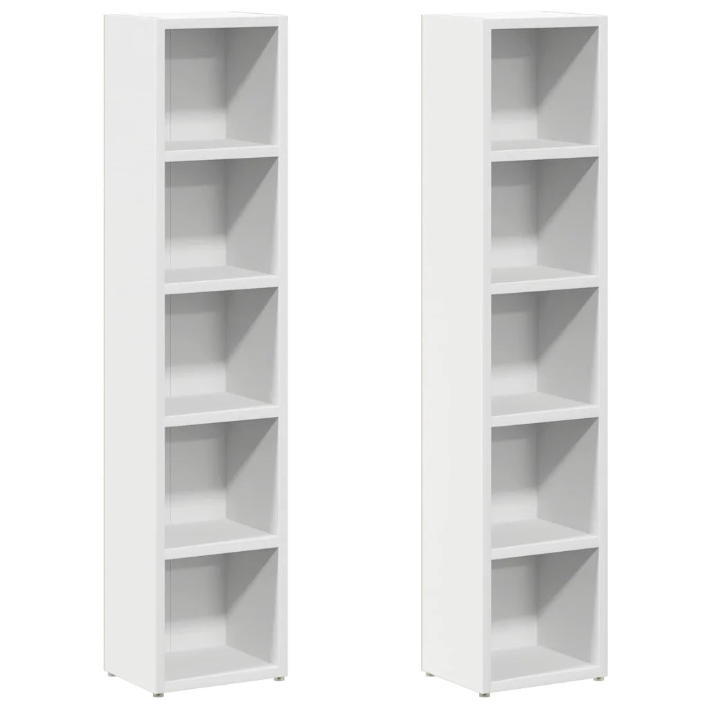Scaffali Porta CD 2 pz Bianchi 21x16x93,5 cm Legno Multistrato CFW2261395