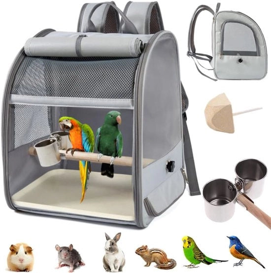 Contenitore di trasporto degli uccelli - Porta uccelli portatile con accessori - 1 pezzo - Legno e plastica