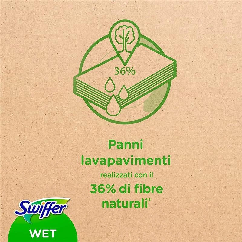SWIFFER STARTER KIT SCOPA LAVAPAVIMENTI PER PAVIMENTI IN LEGNO E ALTRI MATERIALI -1 SCOPA + 6 PANNI LAVAPAVIMENTI