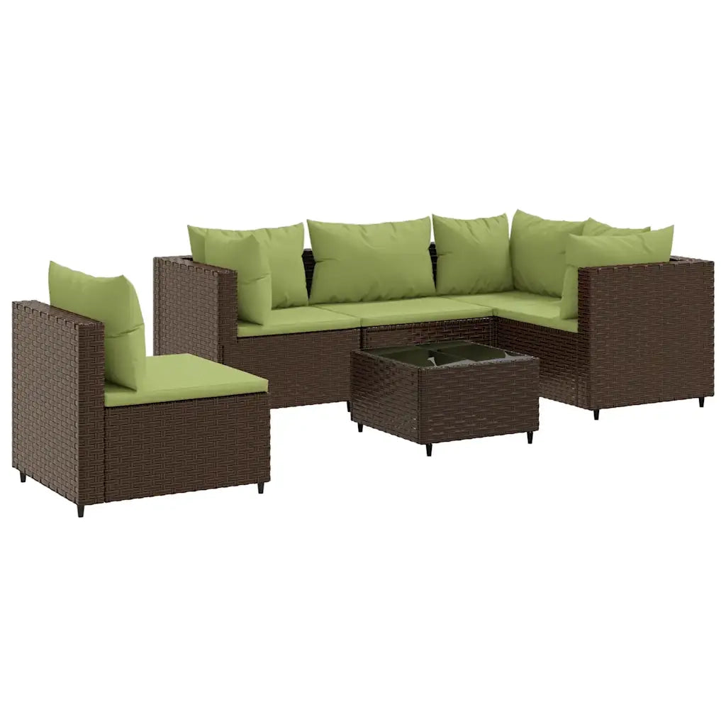 vidaXL Set Mobili da Giardino 6pz con Cuscini in Polyrattan Marrone