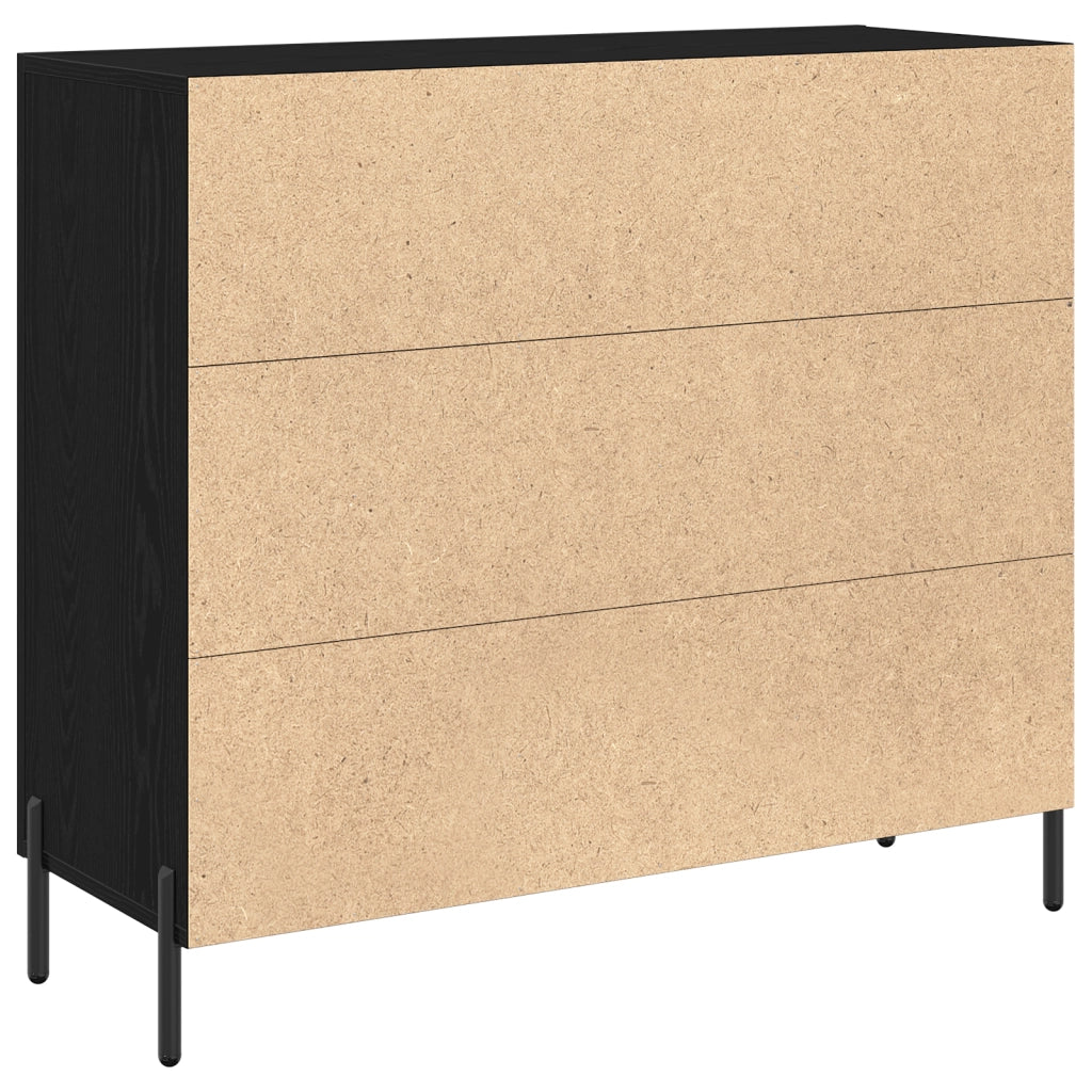 Credenza in Rovere Nero 90x34x80 cm in Legno Ingegnerizzato