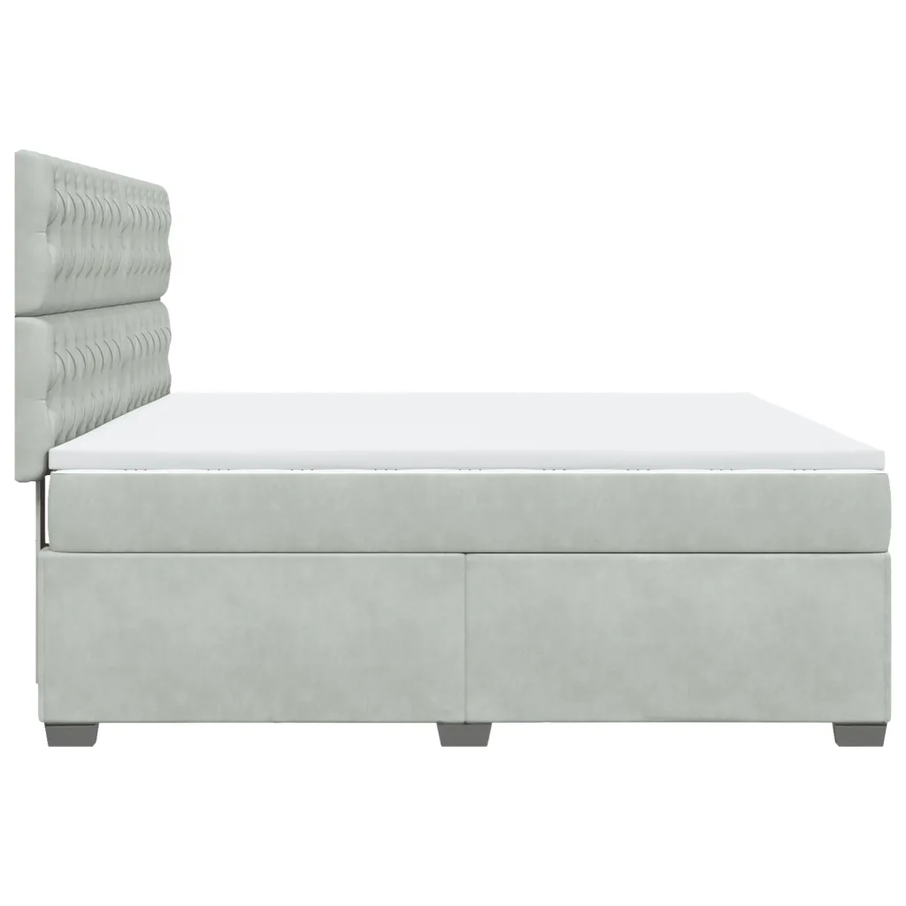 Giroletto a Molle con Materasso Grigio Chiaro 180x200cm Velluto