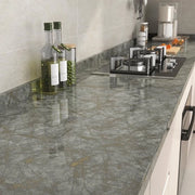 Pannelli di rivestimento per mobili, grigio, spessi, vinili, tavolo di lavoro, cucina, lucido, con craquelé oro, 40 cm x 3 m, rivestimento in marmo, pannelli per parete, soggiorno, moderno, grigio, rimovibili