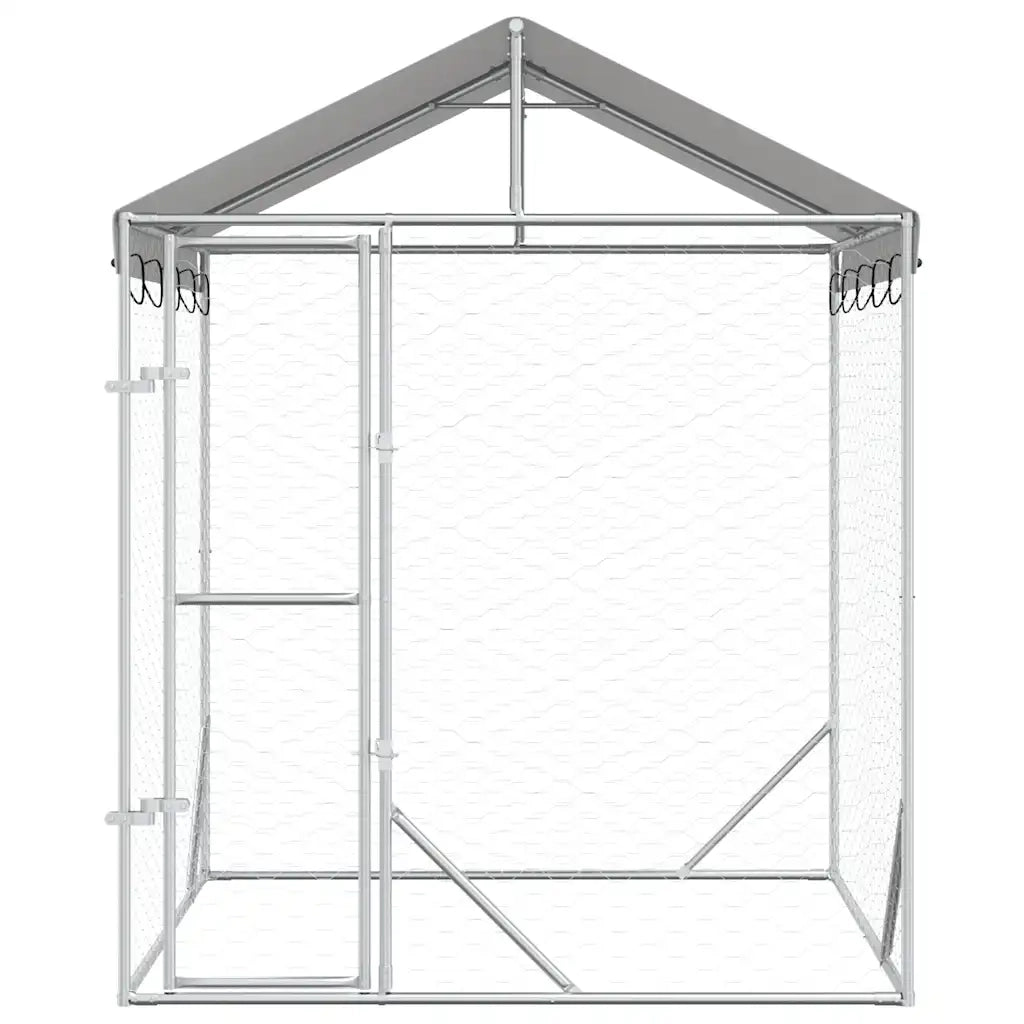 Cuccia Cani da Esterno Tetto Argento 2x2x2,5 m Acciaio Zincato 153675