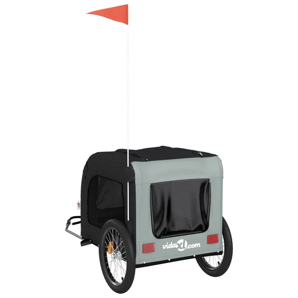 Rimorchio da Bici per Animali Grigio e Nero Oxford e Ferro CFW3428640