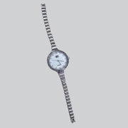 Trade Shop - Orologio Polso Zcc Donna Analogico Quarzo Acciaio Moderno Fashion Silver Bianco -