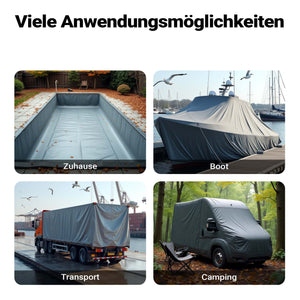 Telone occhiellato grigio 2 x 3 m resistente alle intemperie e a raggi UV, impermeabile, robusto telo di protezione in poliestere 650 g/m² con rivestimento in PVC