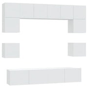 Set di mobili da 8 pezzi tra cui armadio credenza mobile TV televisore per soggiorno camera da letto salotto legno ingegnerizzato bianco 02_0025224