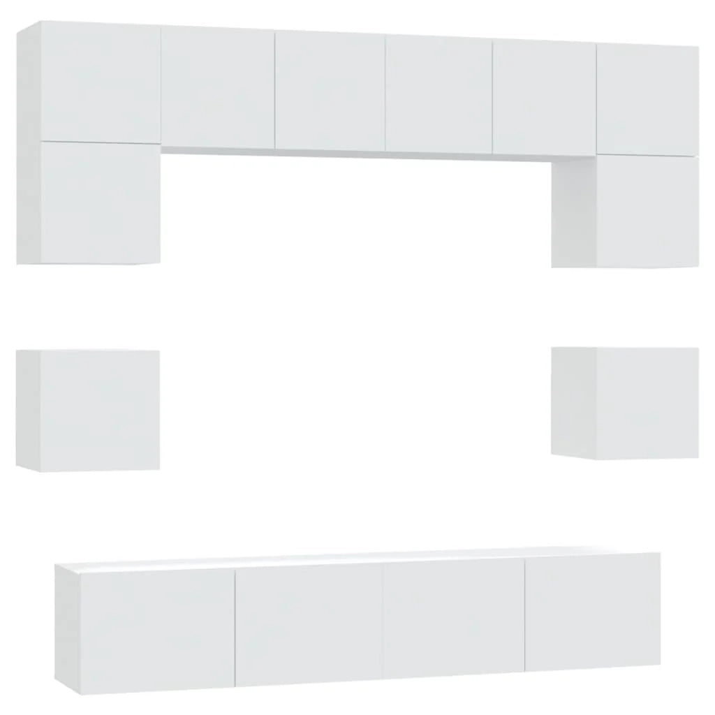 Set di mobili da 8 pezzi tra cui armadio credenza mobile TV televisore per soggiorno camera da letto salotto legno ingegnerizzato bianco 02_0025224