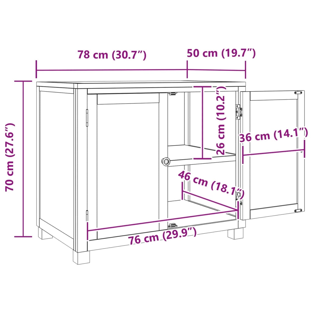 Mobiletto contenitore rettangolare moderno 78 x 50 x 70 cm grande capacità design elegante in legno marrone 02_0058222