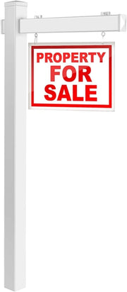 Palo per Cartelli Immobiliari da 183 cm, Palo per Cartelli di Vendita UPVC per Cartelli di Vendita Garage, in Affitto, Vendita Immobiliare, Braccio da 91 cm (Bianco)