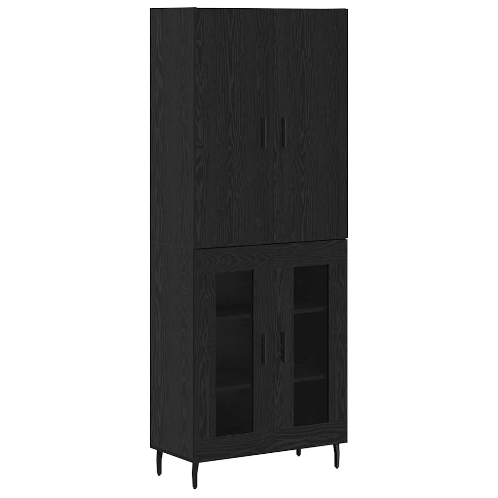 Credenza 2 pcs Rovere artigianale Legno Stratificato e Vetro